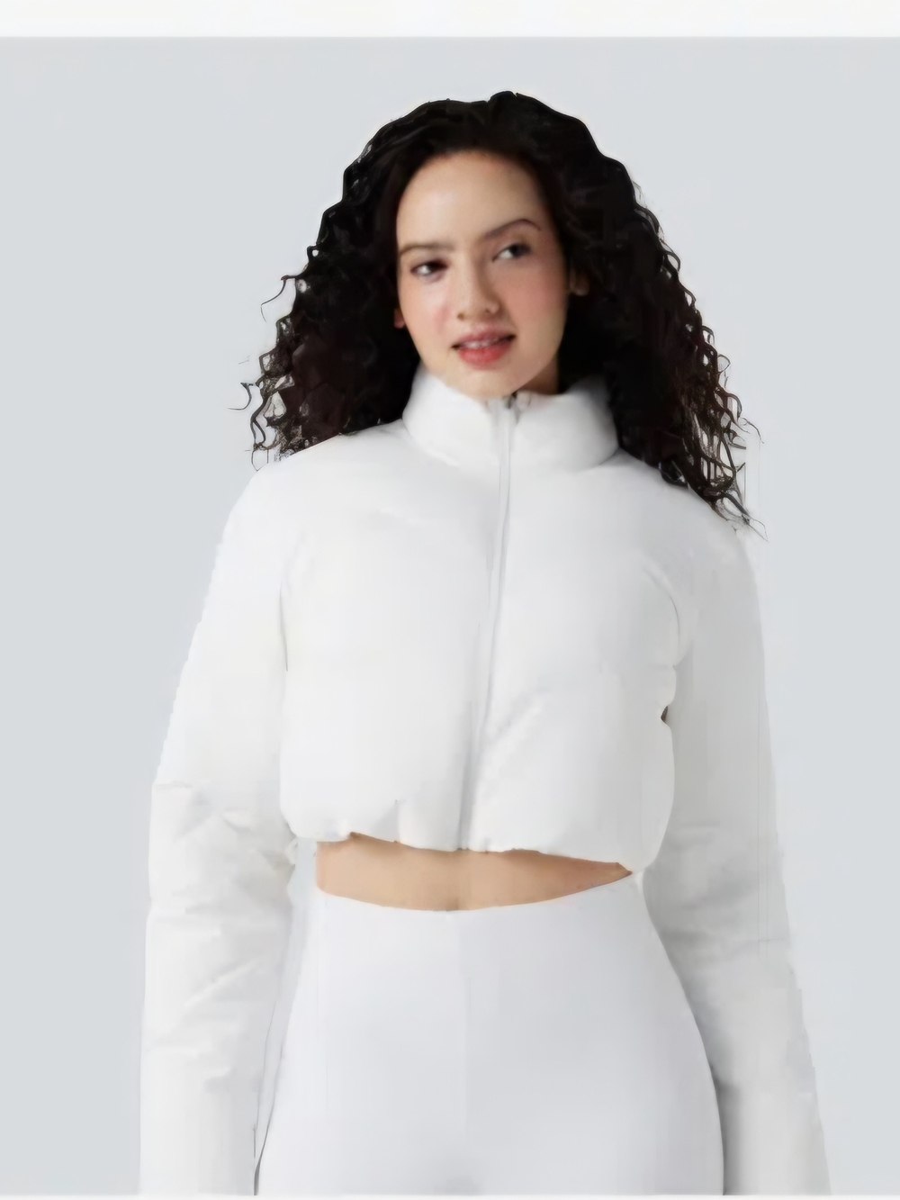 Halara Women's Cropped Puffer Jacket - White Size Medium